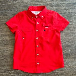 Crown & Ivy kids Size 6 Short-sleeve button-down. Color to me is “Cajun Shrimp”.